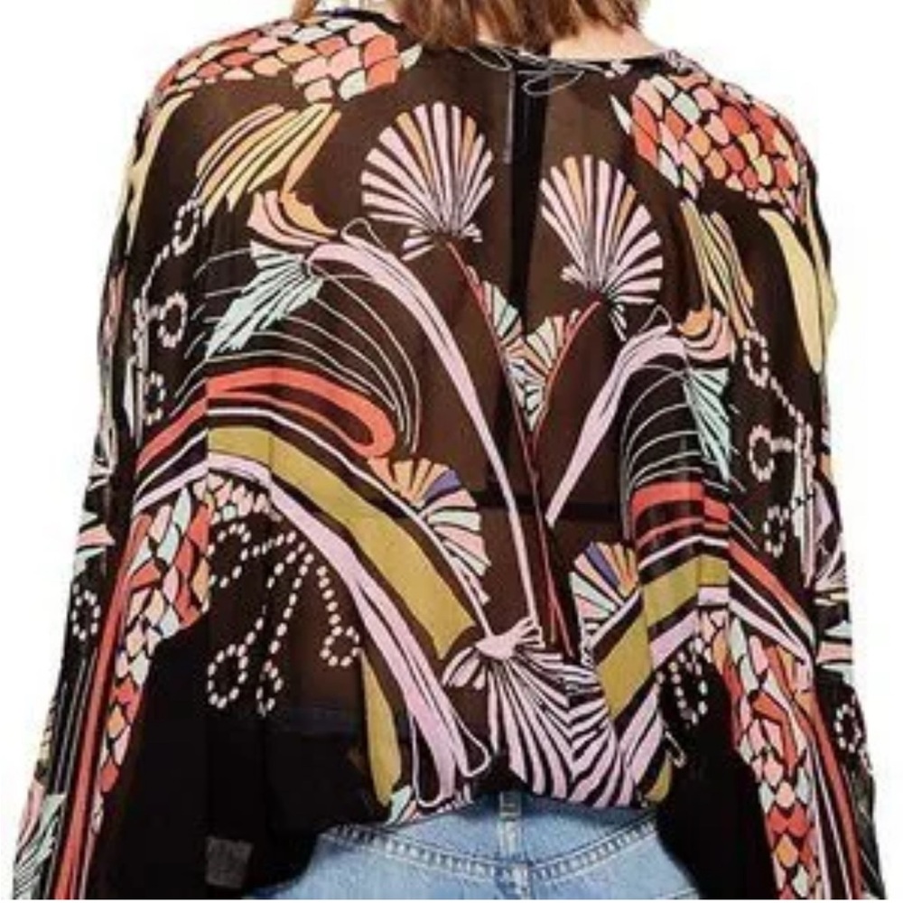 Free People Beneath The Sea Chiffon Butterfly Top - Picture 3 of 4